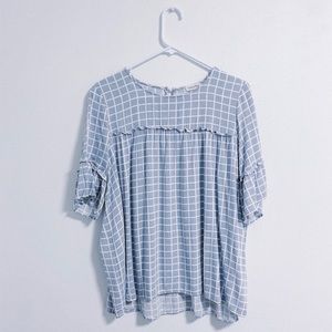 Grid-pattern blouse